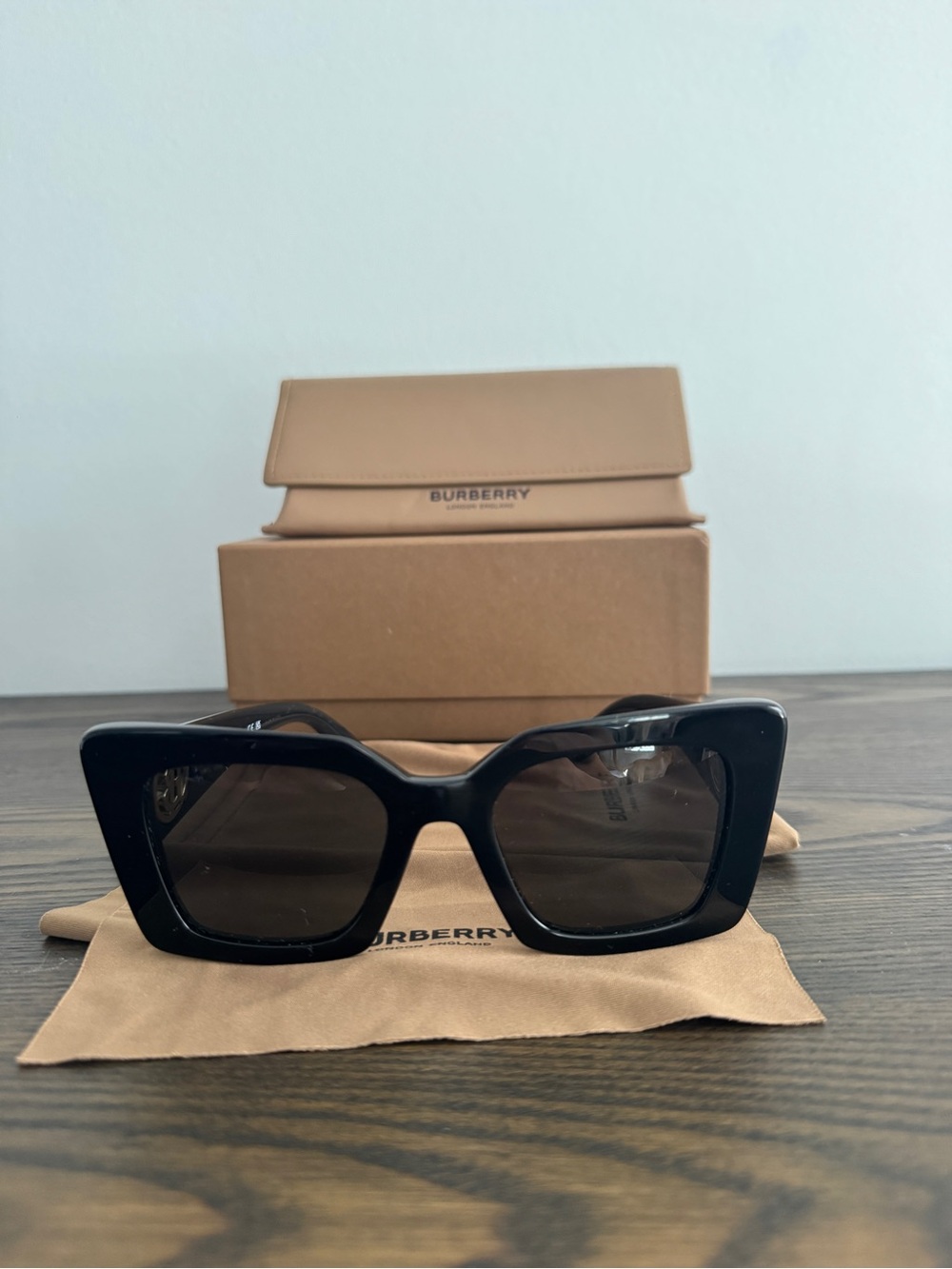 Burberry Black Oversized Square Sunglasses with Dark Lenses